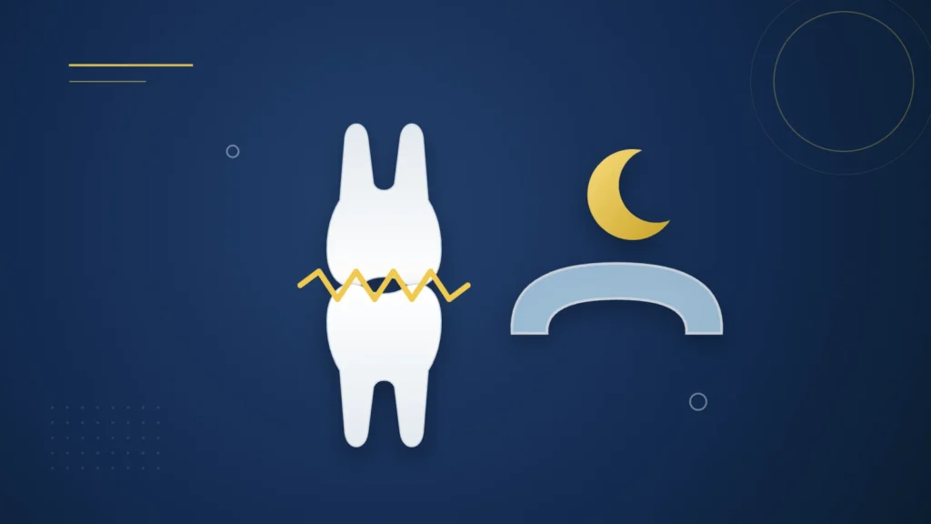 Illustration : deux molaires qui grincent, une lune et une gouttière de nuit
