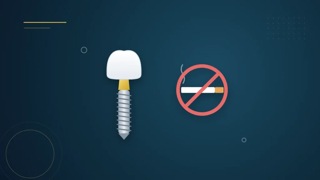 Illustration : un implant dentaire et une cigarette barrée