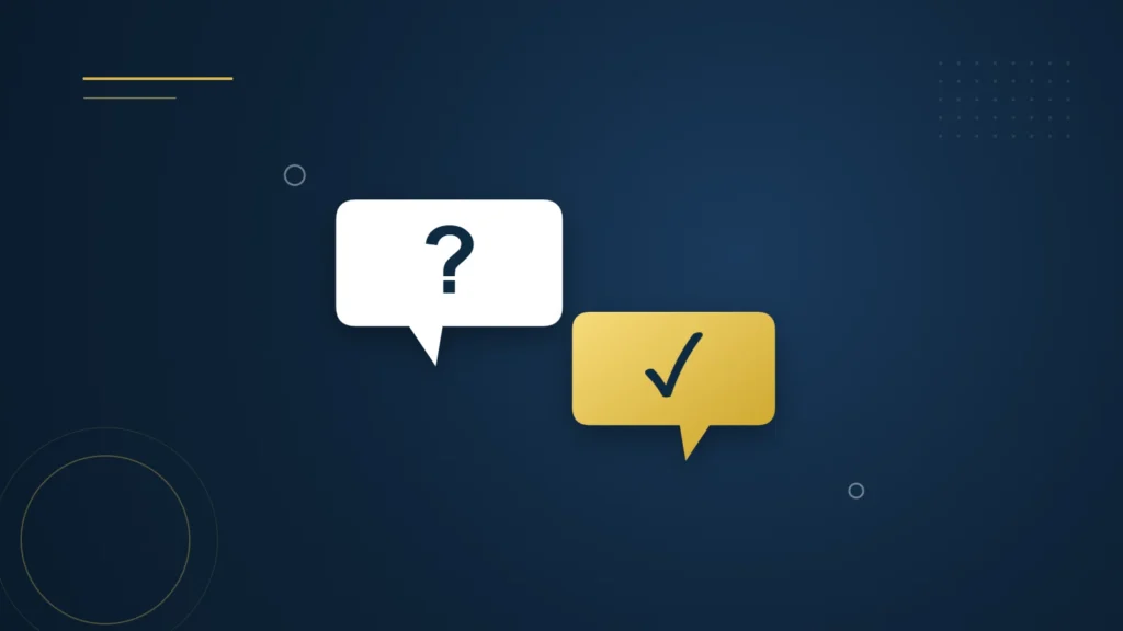 Illustration : deux bulles de dialogue, une question et une réponse validée